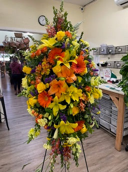 Colorful floral arrangement in a store setting