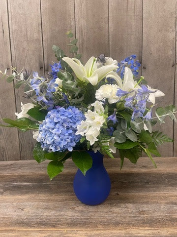 Blue Hues Sympathy Arrangement
