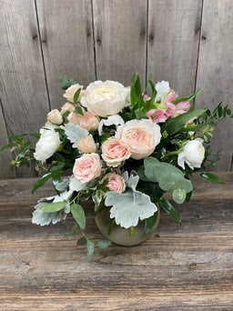 Sweet pink roses and lambs ear