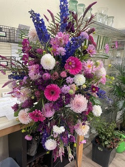 Standing spray on an Easel - Splashes of Pinks, Purples and Lavenders