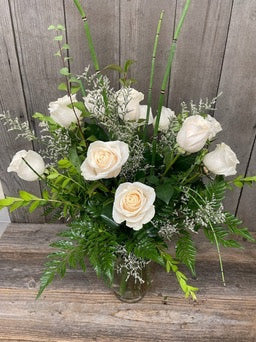 Lovely sentiment of white roses