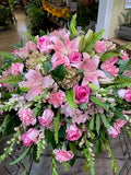 Priceless Pink Roses and Lilies Casket Spray