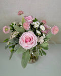 Sweet Pink Roses and Lambs Ear Sympathy Arrangement