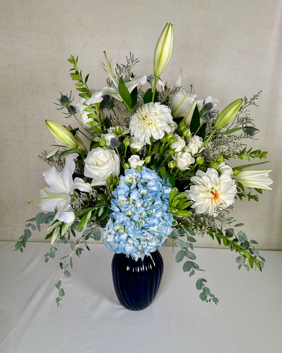 Blue Hues Sympathy Arrangement