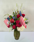 A Tribute in Red, White and Blue Sympathy Arrangement