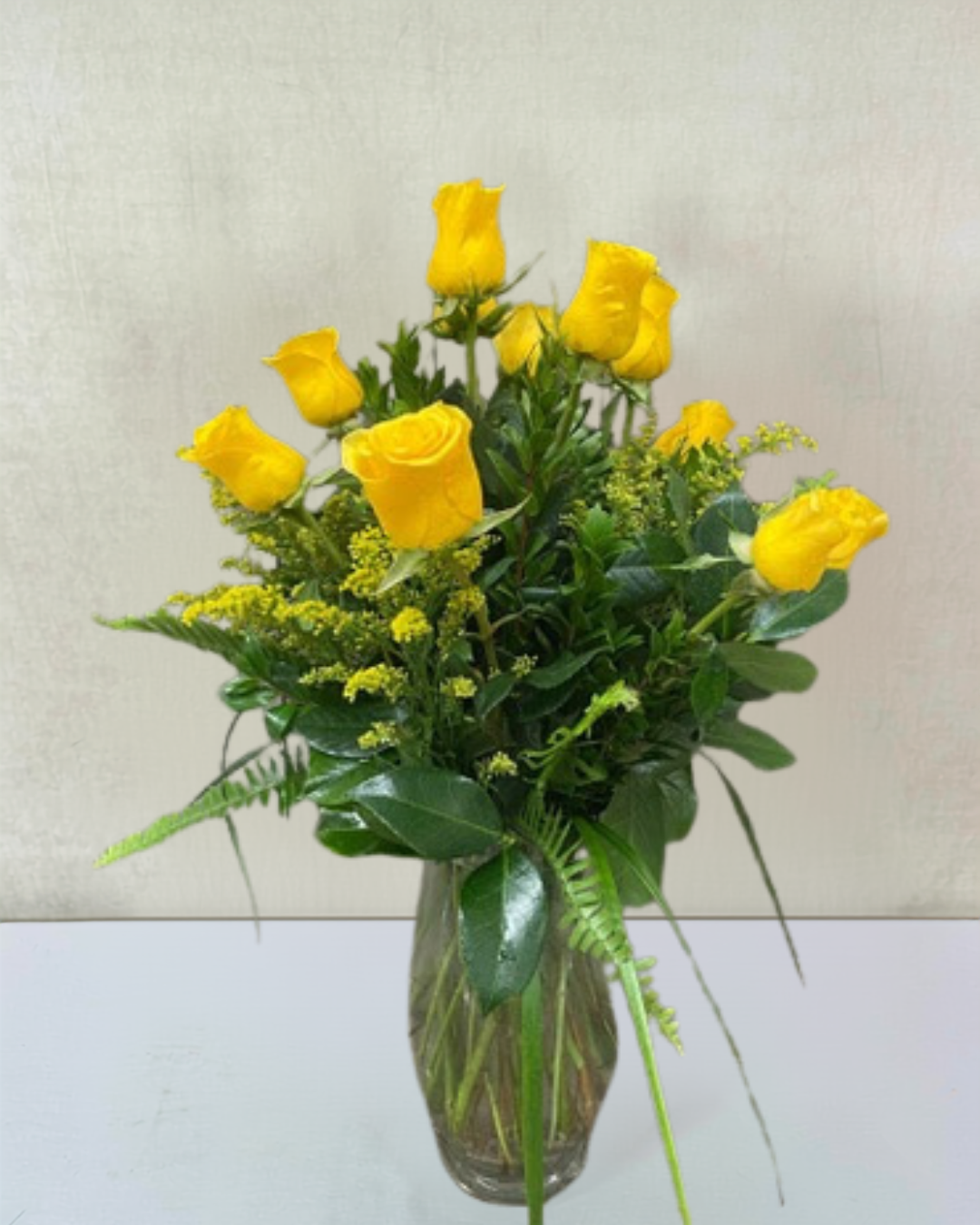 1 Dozen Yellow Roses Sympathy Arrangement