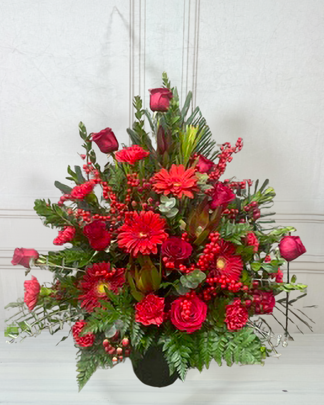 Regal Red Florals Sympathy Arrangement
