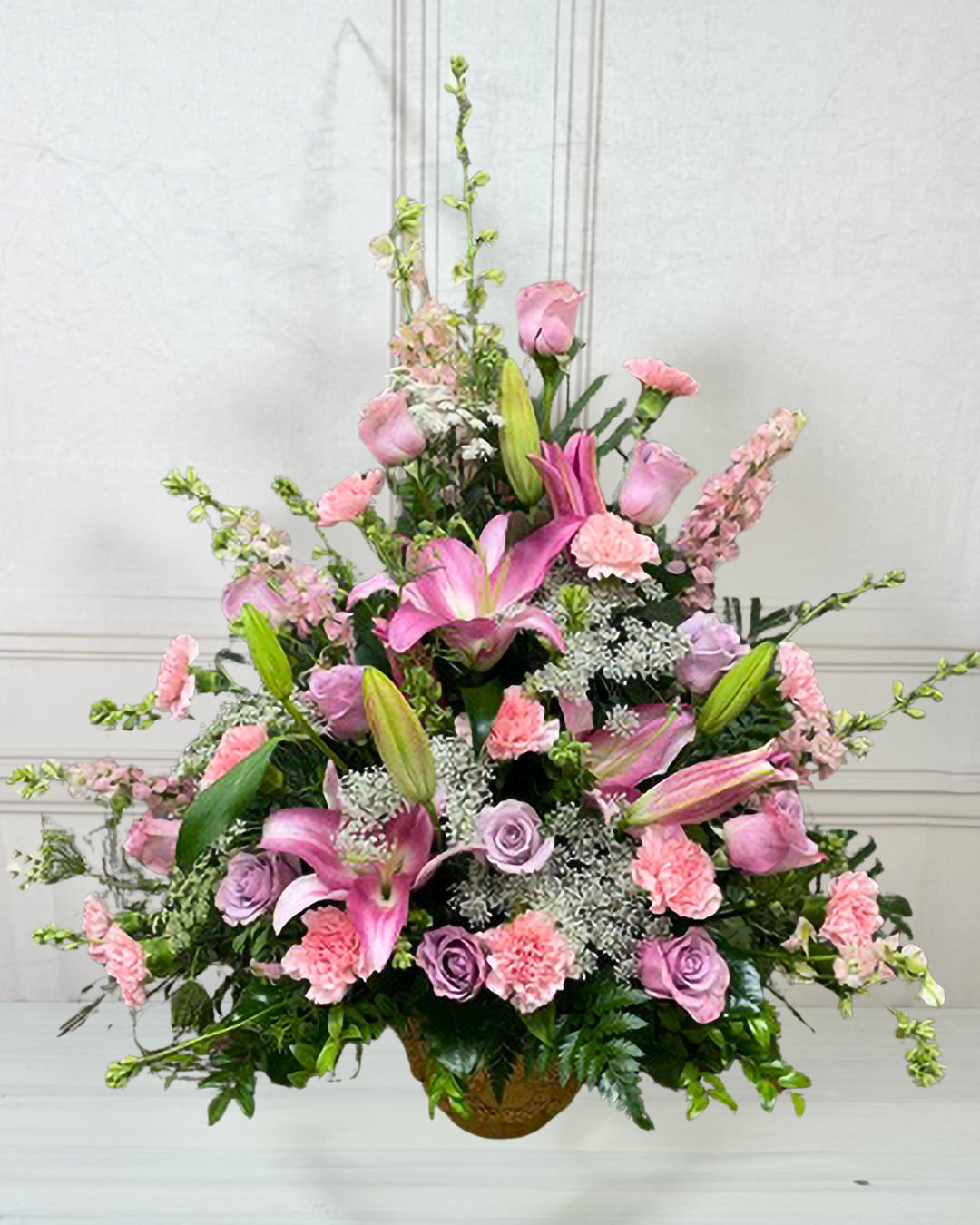 Pink Elegance and Lavender Sympathy Arrangement