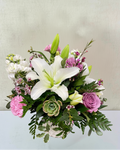 Lilies, Roses and a Sweet Succulent Sympathy Arrangement